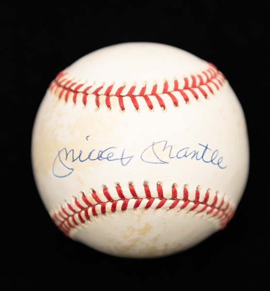 Mickey Mantle Signed Official American League Baseball (Bobby Brown President) - JSA Auction Letter