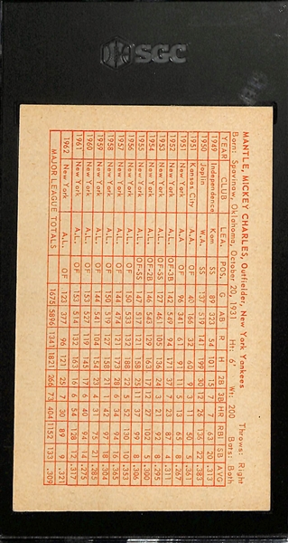 1947-66 Exhibits Mickey Mantle Batting (Full-Length) Stat Back Graded SGC 4.5 VG-EX+