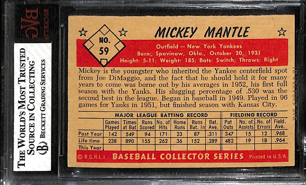 1953 Bowman Color Mickey Mantle #59 Graded BGS 6 EX-MT