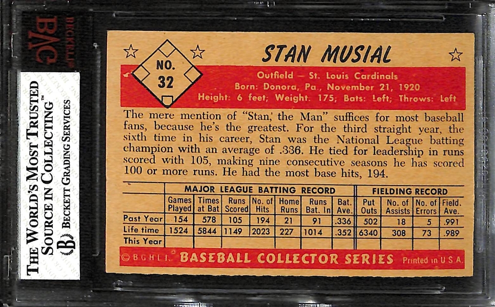 1953 Bowman Color Stan Musial #32 Graded BVG 6.5 NM