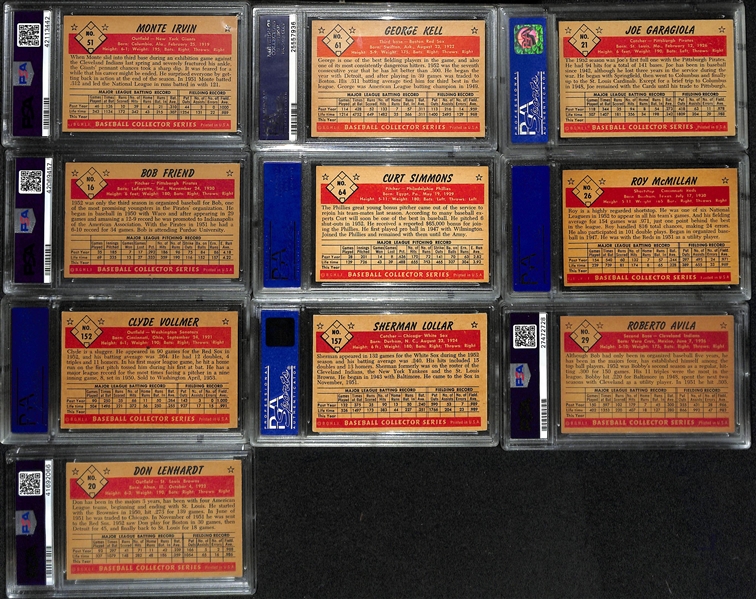(10) 1953 Bowman Color Cards (All Graded PSA 7) w. Irvin (#51), Kell (#61), Garagiola (#21), +