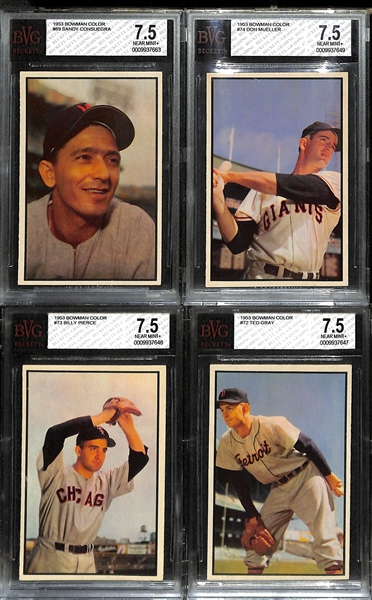 (11) 1953 Bowman Color Cards (All Graded BVG 7.5) w. Kiner (#80), Furillo (#78), +