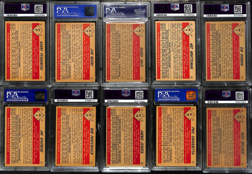 (20) 1953 Bowman Color Cards (All Graded PSA 8) w. Shantz (#11), Dykes (#31), Zernial (#13), +