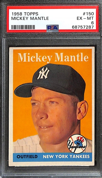 1958 Topps Mickey Mantle #150 Graded PSA 6