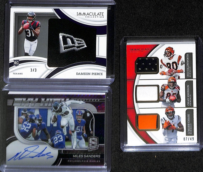 Lot of (6) 2022 Football Cards w. Spectra Patrick Mahomes #d /25, AJ Brown Auto #d /8, Ja'Marr Chase Patch /15, More