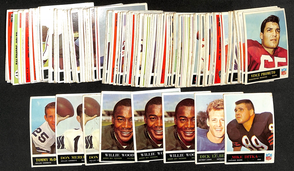 Lot of (160) Assorted 1965 Philadelphia Football Cards w. Mike Ditka