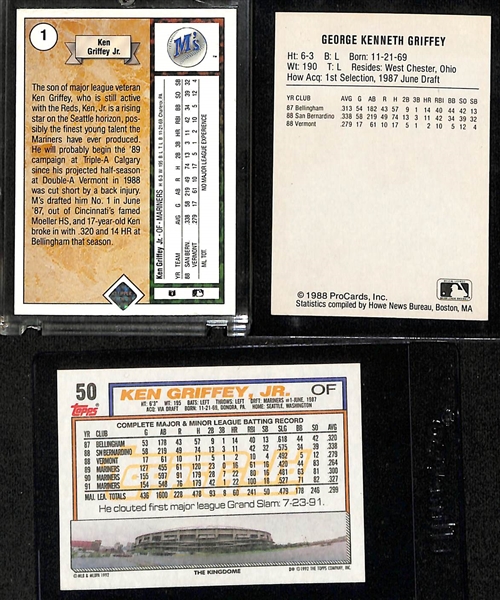Lot of (3) Ken Griffey Jr Cards w. 1989 Upper Deck