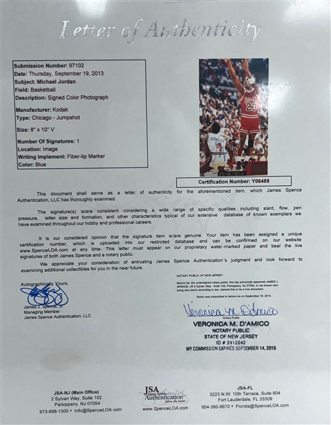 Michael Jordan Signed 8x10 Photo (Framed and Triple Matted) w. JSA Full Letter of Authenticity