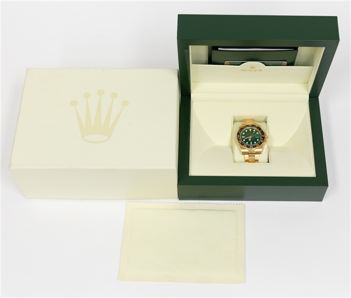 Rolex GMT-Master II 18K Gold Watch w. RARE Green Face - Arnold Palmer's Promotional Style of Rolex