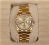 Rolex 18K Yellow Gold Day Date 36 mm Watch w. After Market 44 Diamond Bezel