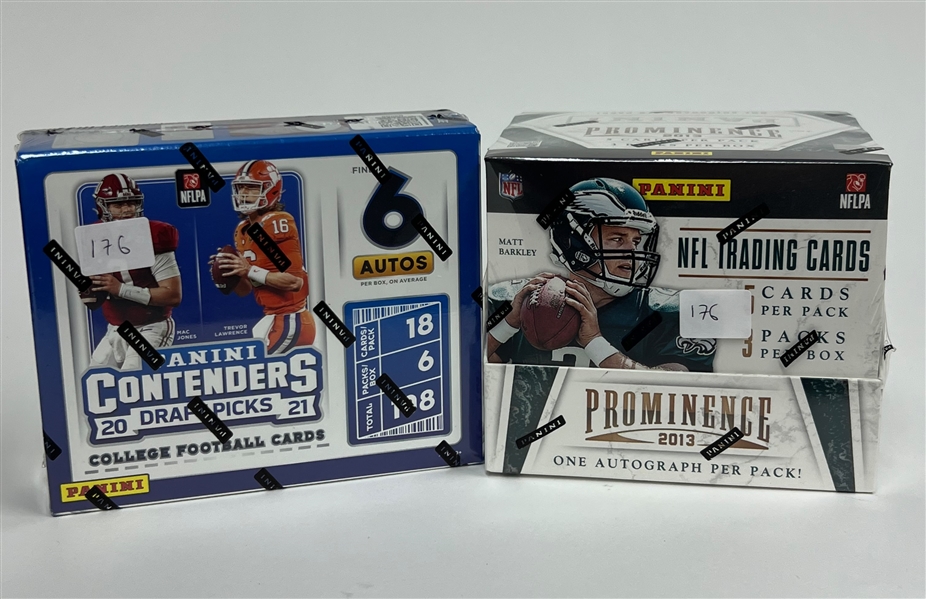 2021 Panini Contenders Draft Picks Football Hobby Box & 2013 Panini Prominence Football Hobby Box 