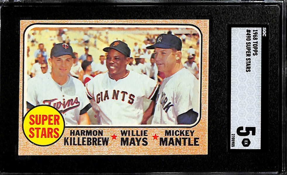 Lot of (3) 1968 Topps Graded Cards - Super Stars w. Mantle #490 SGC 5, Lou Brock SGC 6, Manager's Dream SGC 4.5 