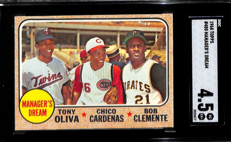 Lot of (3) 1968 Topps Graded Cards - Super Stars w. Mantle #490 SGC 5, Lou Brock SGC 6, Manager's Dream SGC 4.5 