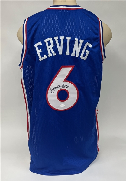 Julius Erving Signed Sixers Custom Jersey (JSA Authenticated)