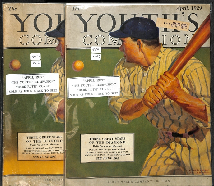 Lot of (2) 1929 Youth's Companion Magazine w. Babe Ruth on the Cover