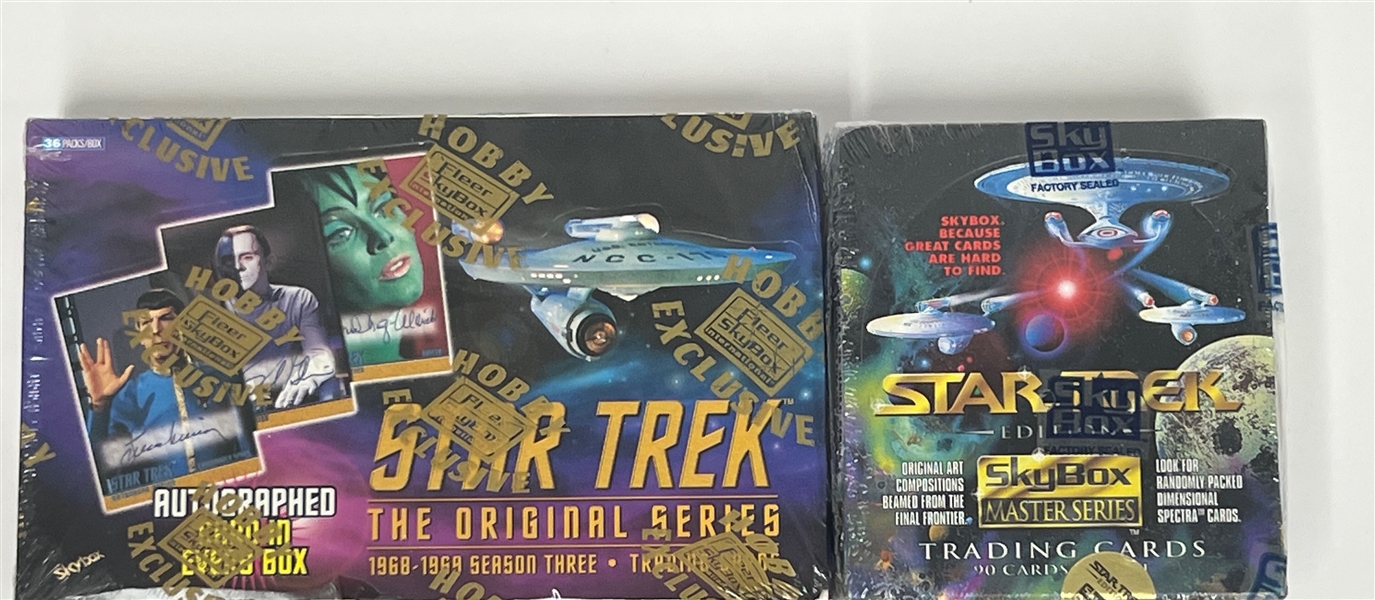 Star Trek Lot w. (2) Sealed Hobby Boxes and (10) Autographs Inc. Data, Geordi La Forge, Deanna Troi, Dr. Beverly Crusher and Others