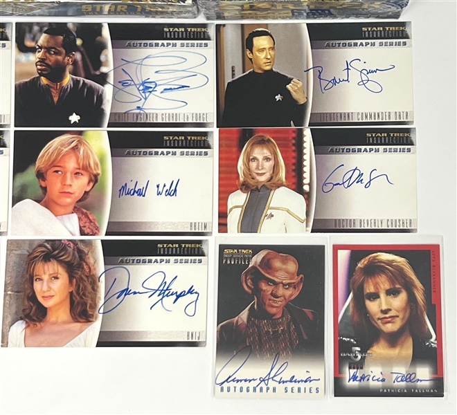 Star Trek Lot w. (2) Sealed Hobby Boxes and (10) Autographs Inc. Data, Geordi La Forge, Deanna Troi, Dr. Beverly Crusher and Others