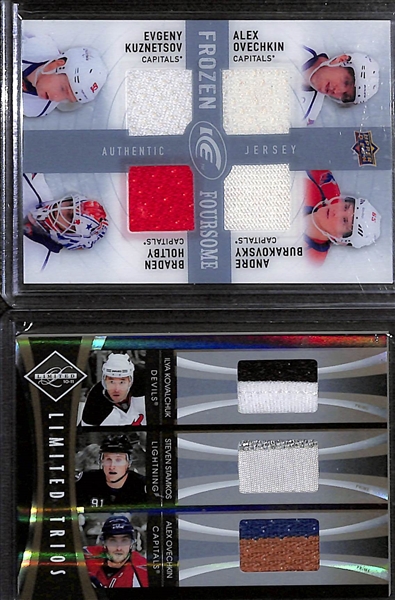 Lot of (18) Washington Capitals Jerseys Autographs and Rookies inc. (4) Alex Ovechkin Jersey Cards, 2014-15 SP Authentic Evgeny Kuznetsov Rookie Autograph, 2014-15 The Cup Andre Burakovsky Rookie...