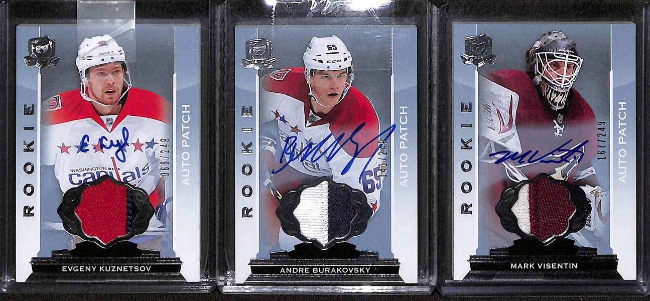 Lot of (10) Upper Deck The Cup Hockey Rookie Autographs Inc. 2014-15 Phillip Grubauer (#/25), 2012-13 PK Subban Patch (#/75), 2013-14 Justin Schultz Brilliance, 2014-15 Evgeny Kuznetsov Patch...