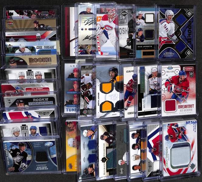 Lot of (30) Hockey Autograph and Jersey Cards Inc. 2010-11 SP Authentic PK Subban Future Watch Rookie Autograph (#/999), 2005-06 Be A Player Dany Heatley & Kary Lehtonen Dual Autograph, 2013 Team...