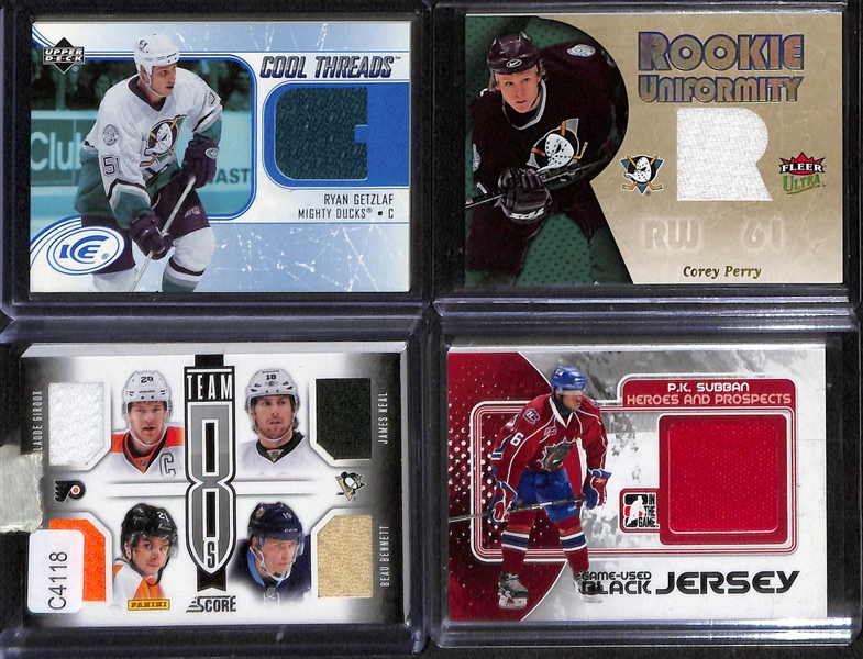 Lot of (30) Hockey Autograph and Jersey Cards Inc. 2010-11 SP Authentic PK Subban Future Watch Rookie Autograph (#/999), 2005-06 Be A Player Dany Heatley & Kary Lehtonen Dual Autograph, 2013 Team...