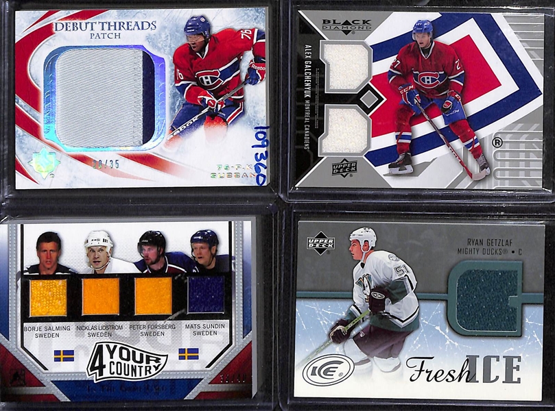 Lot of (30) Hockey Autograph and Jersey Cards Inc. 2010-11 SP Authentic PK Subban Future Watch Rookie Autograph (#/999), 2005-06 Be A Player Dany Heatley & Kary Lehtonen Dual Autograph, 2013 Team...