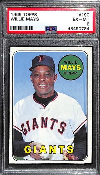 1969 Topps Willie Mays (HOF) #190 Card Graded PSA 6