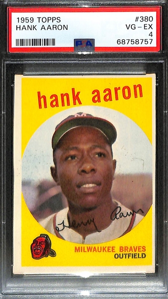 (2) Hank Aaron Graded Cards - 1959 Topps #380 (PSA 4) & 1966 Topps #500 (PSA 3)