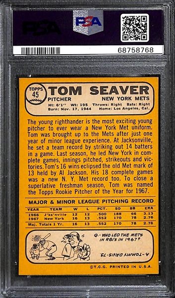 1968 Topps Tom Seaver (2nd Year) #45 Graded PSA 7