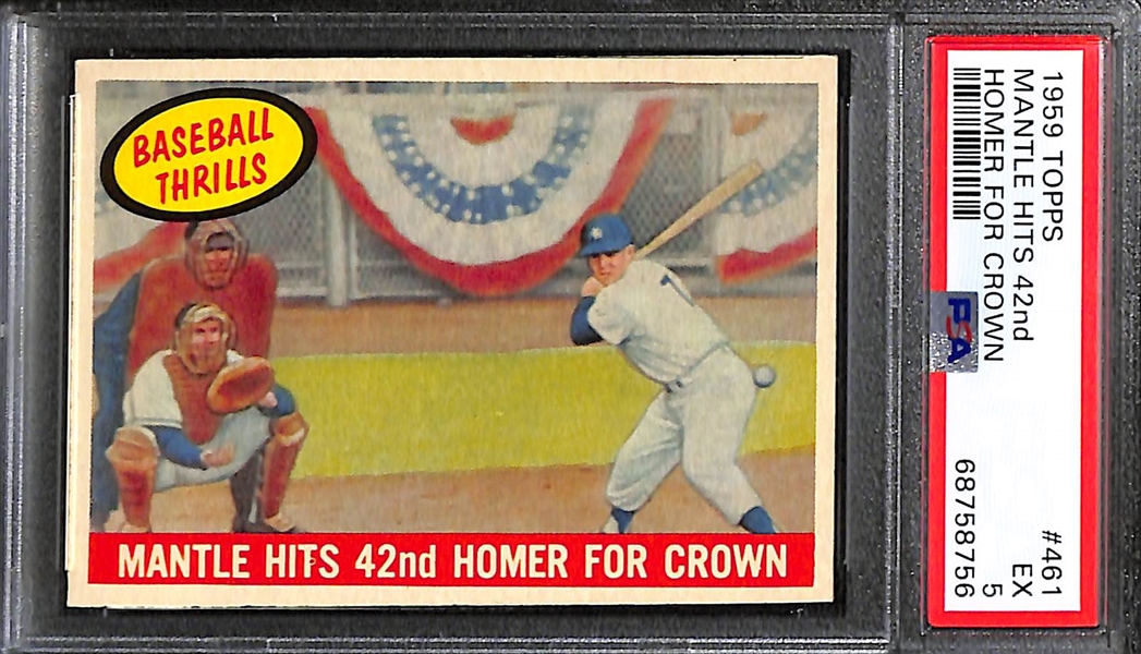 (3) Graded Topps Cards - 1959 #461 Mickey Mantle Hits 42nd Homer (PSA 5), & (2) 1958 #321 Ted Williams Sluggers Supreme (Both PSA 4)