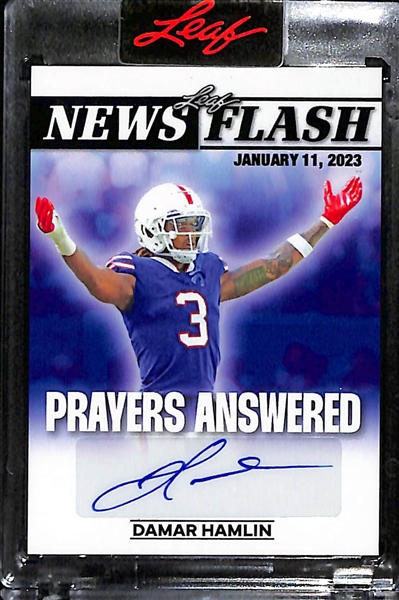 2023 Leaf News Flash Damar Hamlin (Buffalo Bills) Autographed Prayers Answered Card (January 11, 2023) #ed 188/210