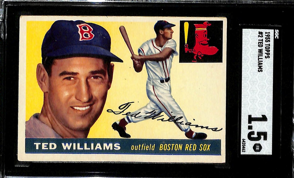 (2) 1955 Topps Ted Williams Cards #2 - Both Graded SGC 1.5 (Ri Written in Pen on Backs)
