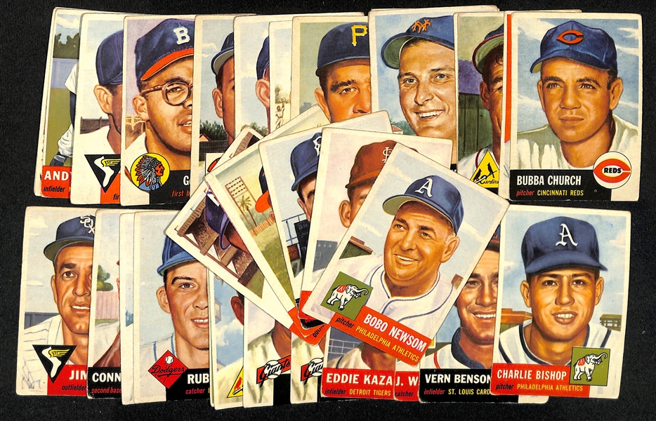  Lot of (34) 1953 Topps Baseball Cards w. Bobo Newson