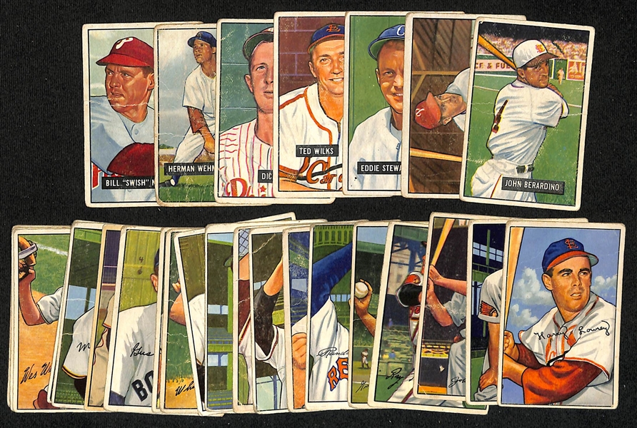 Lot of (7) 1951 Bowman & (20) 1952 Bowman Baseball Cards w. 1951 John Berardino