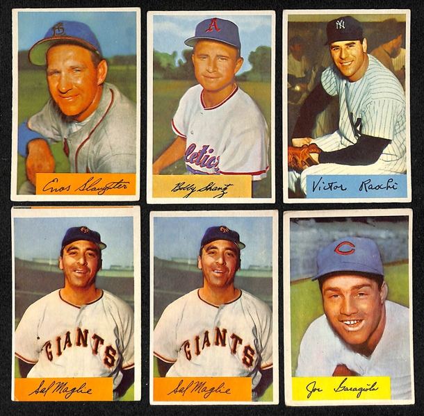 Lot of (60) 1954 Bowman Baseball Cards w. Enos Slaughter