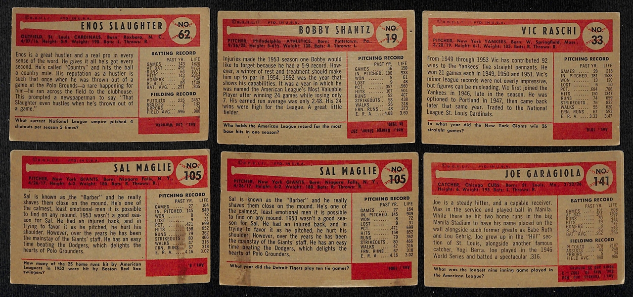 Lot of (60) 1954 Bowman Baseball Cards w. Enos Slaughter