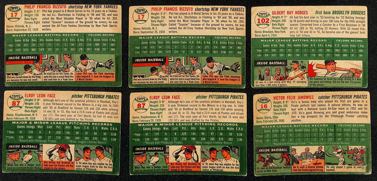 Lot of (45) 1954 Topps Baseball Cards w. (2) Phil Rizzuto