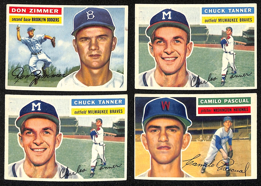 Lot of (56) 1956 Topps Baseball Cards w. Don Zimmer