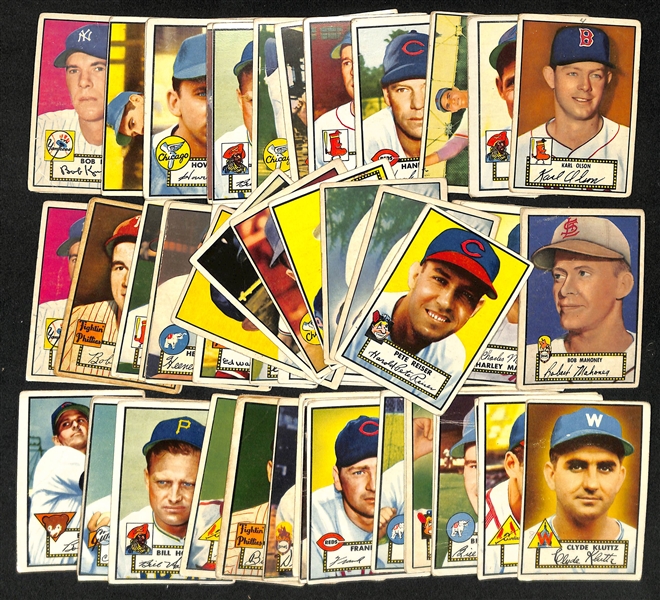 Lot of (64) 1952 Topps Baseball Cards w. Pete Reiser (small marks on backs of all cards)