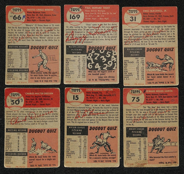  Lot of (80) 1953 Topps Baseball Cards w. Minnie Minoso (small marks on backs of all cards)
