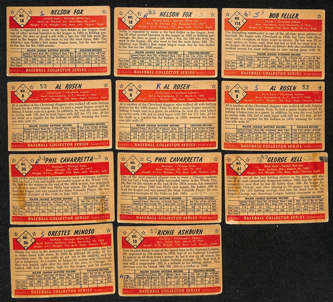 Lot of (82) 1953 Bowman Color w. (2) Nellie Fox (small marks on backs of all cards)