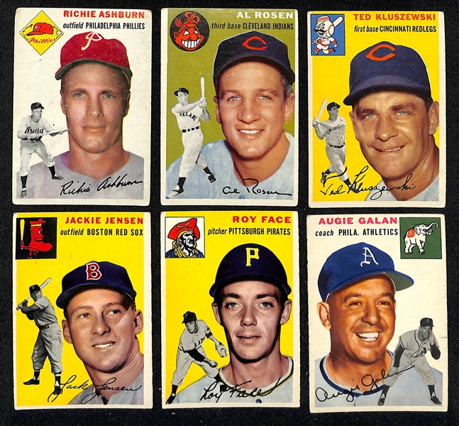 Lot of (82) 1954 Topps Baseball Cards w. Richie Ashburn (small marks on backs of all cards)
