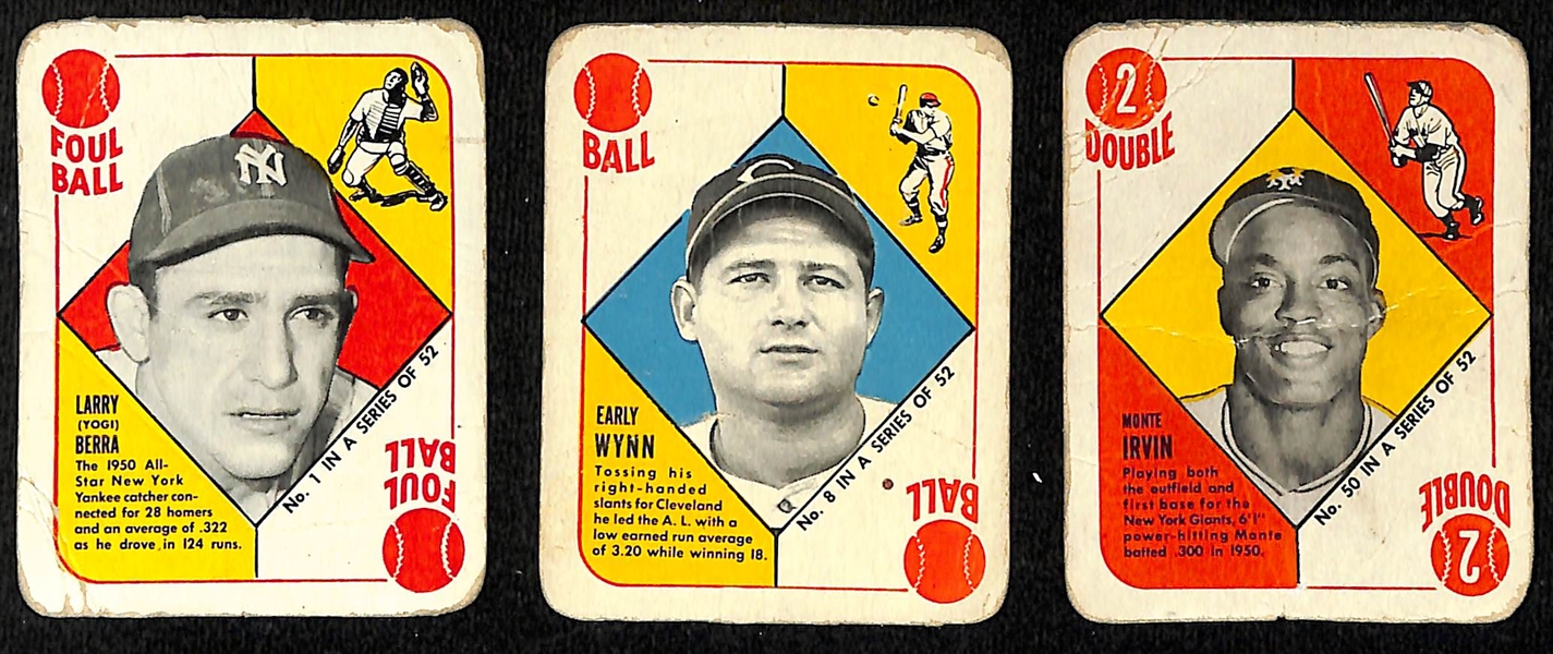  Lot of (22) 1951 Topps Red Backs Baseball Cards w. 1951 Yogi Berra (small marks on backs of all cards)