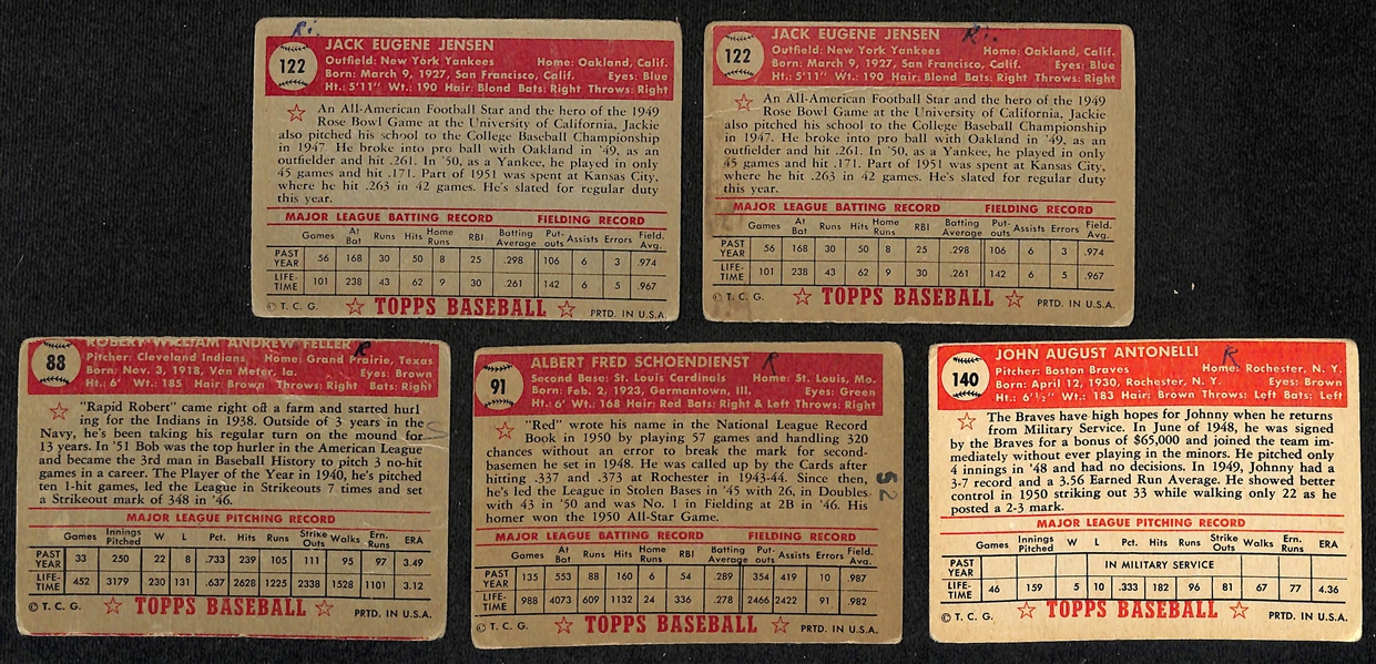 Lot of (80) 1952 Topps Baseball Cards w. (2) Jackie Jensen (small marks on backs of all cards)