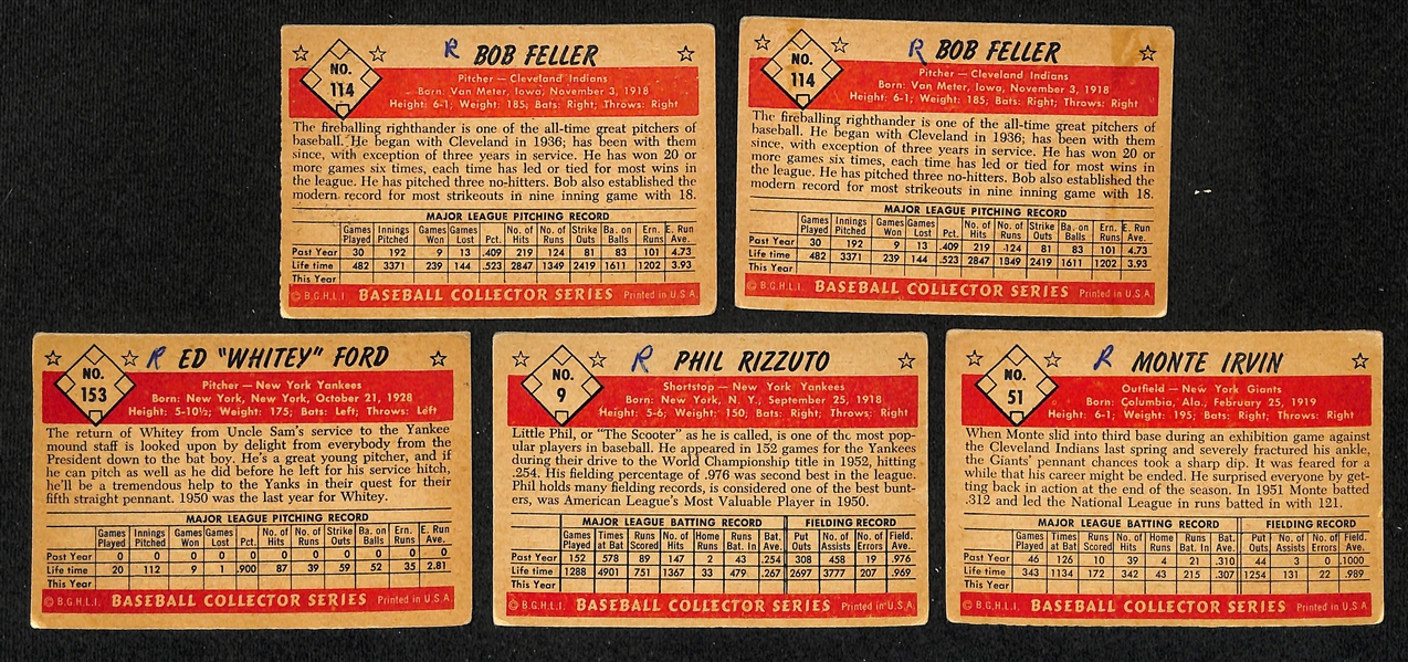  Lot of (95) 1953 Bowman Color Baseball Cards w. (2) Bob Feller (small marks on backs of all cards)