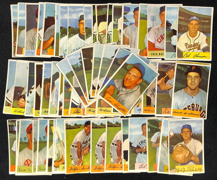 Lot of (62) 1954 Bowman Baseball Cards w. (2) Enos Slaughter (small marks on backs of all cards)