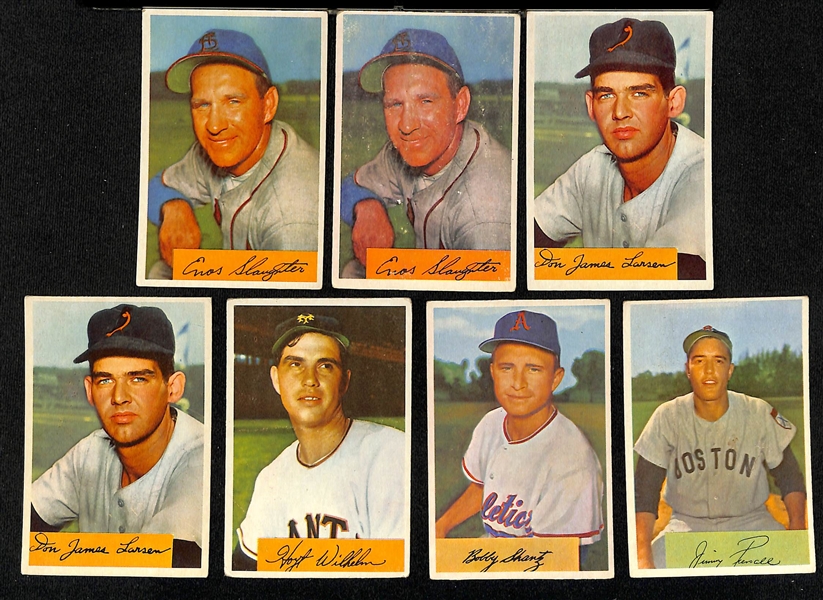 Lot of (62) 1954 Bowman Baseball Cards w. (2) Enos Slaughter (small marks on backs of all cards)
