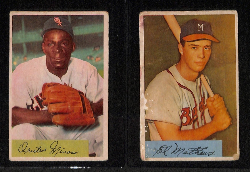 Lot of (225+) 1952-1959 Topps & Bowman Baseball Cards w. 1956 Topps Yogi Berra & Signed 1954 Bowman Whitey Ford (paper loss)