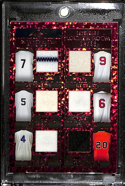 2022 Leaf In The Game ITG Used 6-Relic w. Mickey Mantle, Ted Williams, Joe DiMaggio, Musial, Snider, F. Robinson #14/30