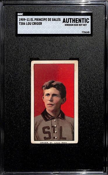 1909-11 T206 El Principe De Gales Lou Criger (St. Louis Browns) - Rare Back Graded SGC Authentic